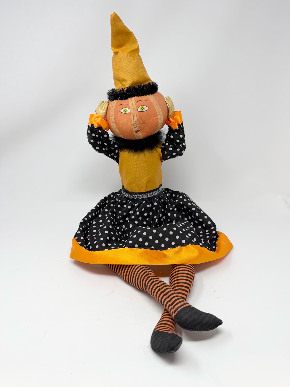 Joe Spencer Eek Pumpkin Head Doll Rare Vintage Halloween Collectible